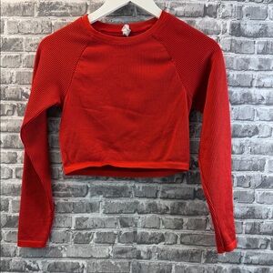 Offline by Aerie Red Ribbed‎ Long Sleeve Top